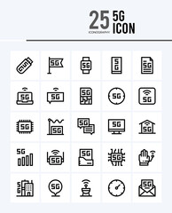 25 5G Outline icons Pack vector illustration.