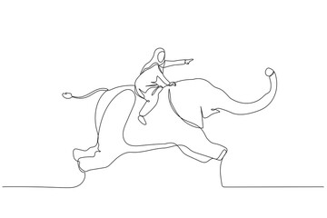 muslim woman riding on elephant concept of big business organization