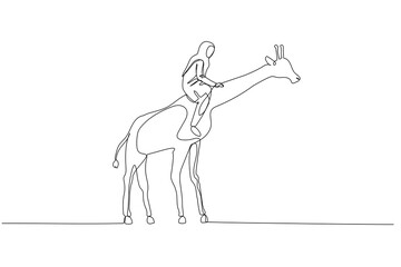 muslim woman riding giraffe concept of business leader ready to reach higher level