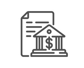 Bank document line icon. Government decree sign. Loan agreement symbol. Quality design element. Linear style bank document icon. Editable stroke. Vector