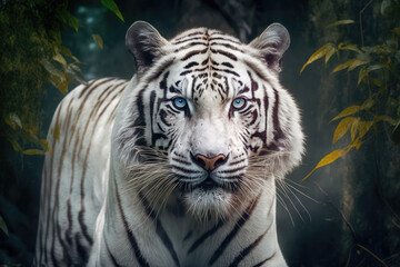 White tiger looking at the camera