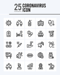 25 Coronavirus Outline icons Pack vector illustration.