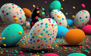 Fototapeta na wymiar colorful easter eggs background photo, Generative AI