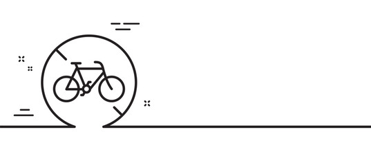 Bicycle prohibited line icon. City bike transport not allowed sign. Velocipede forbidden symbol. Minimal line illustration background. Bicycle prohibited line icon pattern banner. Vector