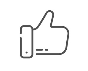 Like line icon. Thumb up gesture sign. Social media reaction symbol. Quality design element. Linear style like icon. Editable stroke. Vector