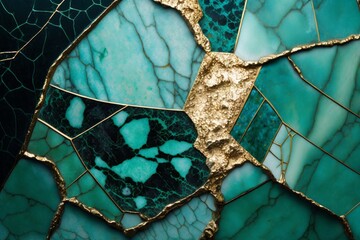 Kintsugi amazonite, labradorite, turquenite, malachite texture,  concept art, AI generated