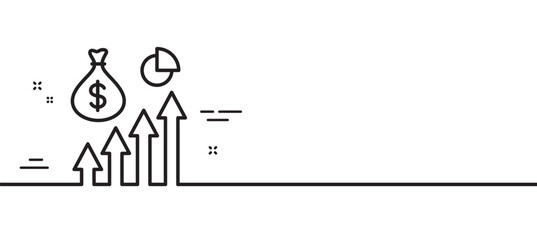 Salary line icon. Increase invest money sign. Inflation symbol. Minimal line illustration background. Salary line icon pattern banner. White web template concept. Vector