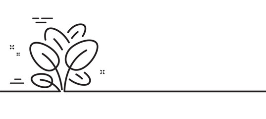Spinach line icon. Salad leaves sign. Farm lettuce symbol. Minimal line illustration background. Spinach line icon pattern banner. White web template concept. Vector