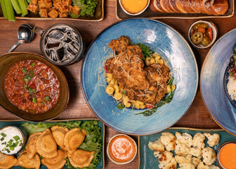 flat lay of appetizer food