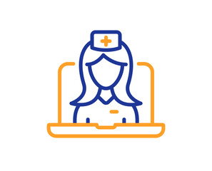 Telemedicine line icon. Online doctor sign. Medicine healthcare symbol. Colorful thin line outline concept. Linear style telemedicine icon. Editable stroke. Vector
