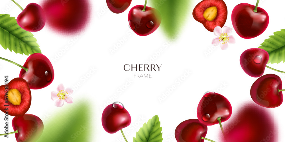 Wall mural Cherry Realistic Frame Composition