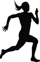 woman athlete runner running sprint black silhouette