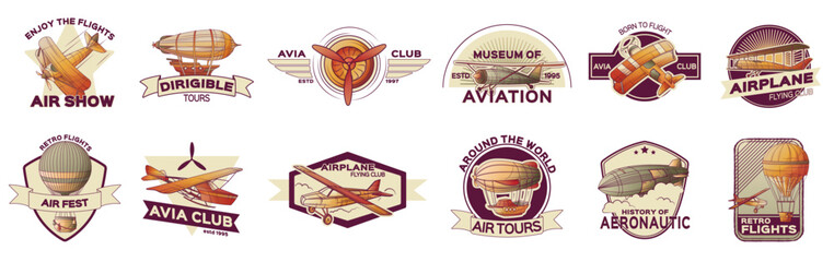 Retro Aeronautics Emblem Set