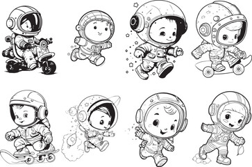 Set vectorial de astronautas bebé