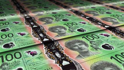 Australia Dollar note money printing concept 3d illustration