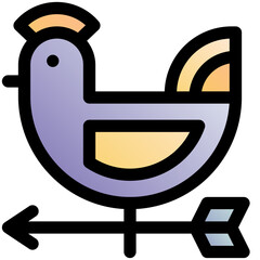 wind direction black outline filled color icon