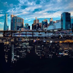 downtown city at night