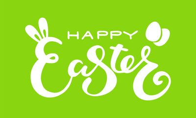 Cute Happy Easter lettering quote with bunny ears