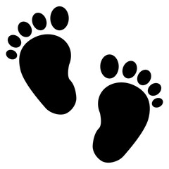 Silueta aislada de huellas de pies infantiles