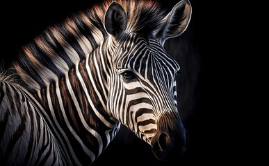 Fototapeta na wymiar Portrait of a zebra. Generative AI technology.