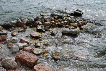 Rocky Beach and Lapping Waves on Italian Lake Garda 