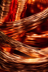 Close-up of copper wire coils, Generative AI