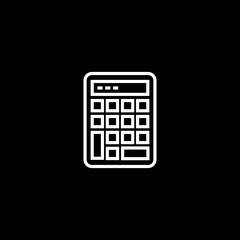 Business calculations mathematics education icon isolated on black background. 