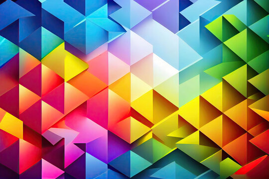 Rainbow triangular geometric background image design. Baner design, rainbow, style