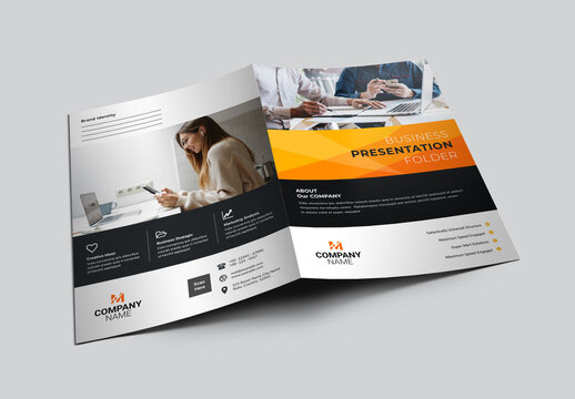 Orange Color Business Presentation Folder Design Layout