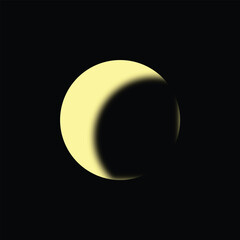 A vector illustration Crescent moon on a black background.