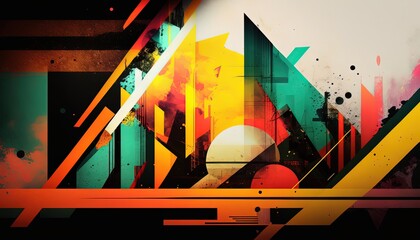 sporty energetic style abstract color splash with geometric shape artistic background wallpaper Generative Ai	
