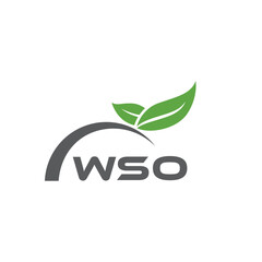WSO letter nature logo design on white background. WSO creative initials letter leaf logo concept. WSO letter design.
