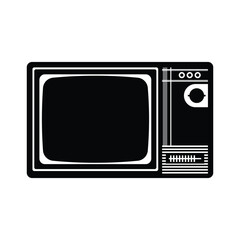 Retro TV Silhouette. Black and White Icon Design Element on Isolated White Background