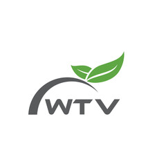 WTV letter nature logo design on white background. WTV creative initials letter leaf logo concept. WTV letter design.