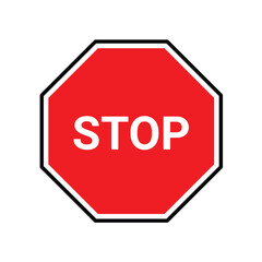 Stop road sign on white background. vector illustration.
