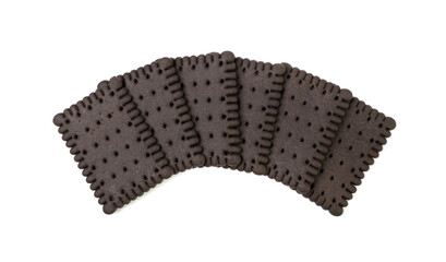 Chocolate Biscuit Isolated, Black Quadratic Cookie, Dark Soft Biscuits, Square Butter Cookies, Cocoa Crackers