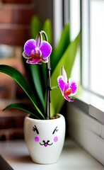 Fototapeta na wymiar purple orchid in vase created with Generative AI technology