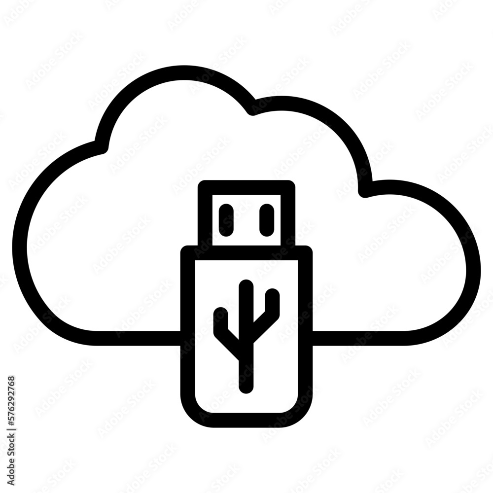 Sticker cloud usb icon