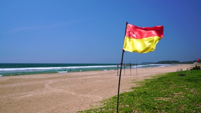 Red And Yellow Flag Warning About Swimming In Sri Lanka