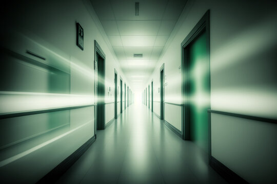 blur image background of corridor in hospital or clinic