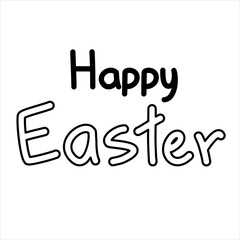 Vector black line easter lettering happy easter.