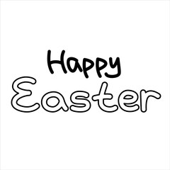 Vector black line easter lettering happy easter.