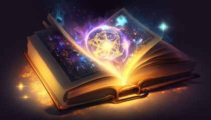 Akashic Record: The Magical Book of Healing and Transformation. Generative AI. - obrazy, fototapety, plakaty