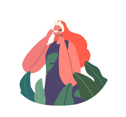 Woman Using Facial Roller To Massage Face, Promoting Blood Flow And Reducing Puffiness. Concept for Self-care