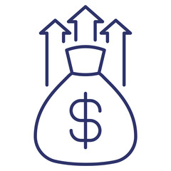 wealth growth line icon on white