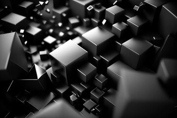 Modern abstract black background. Modern technology wallpaper with black cubes