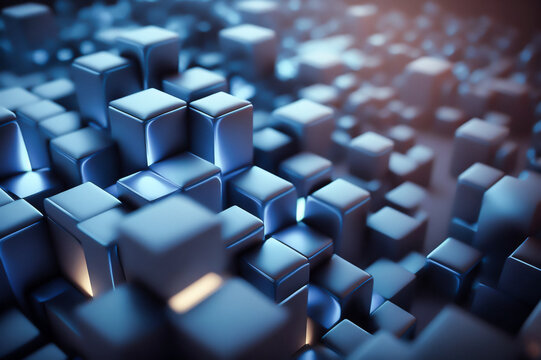Blue abstract modern minimalistic background with cubes