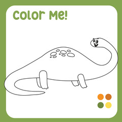Colour me: Brontosaurs the dino coloring Page Illustration. colouring page for kids with pre-historic animal theme. Ready to print colouring file. 