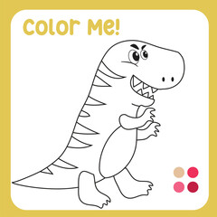 Colour me: Megalosaurs the dino coloring Page Illustration. colouring page for kids with pre-historic animal theme. Ready to print colouring file. 