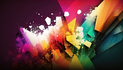 sporty energetic style abstract color splash with geometric shape artistic background wallpaper, Generative Ai